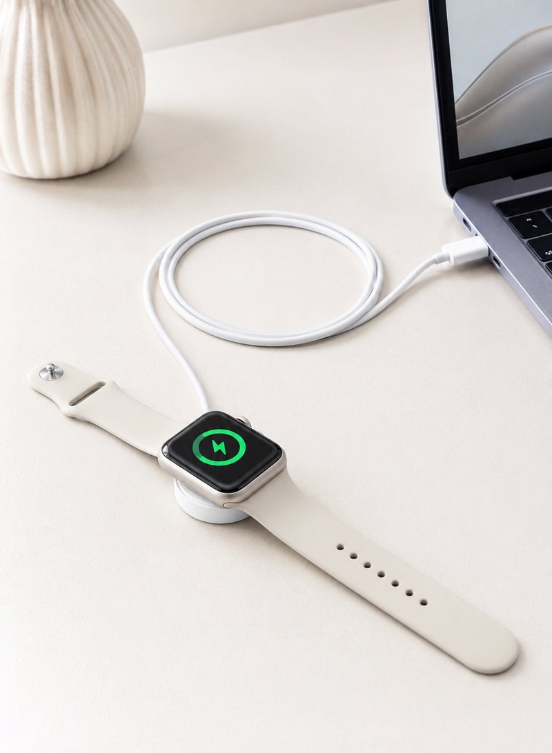 Digipace USB-C Charging Cable for Apple Watch, Magnetic iWatch Charger Cord, Fast Charging Dock Compatible with Watch Series 9/8/7/Ultra/SE2/6/5/4/3/2/1/SE1, Durable PC+ABS Shell with TPE Wire (1M, White) - Image 1
