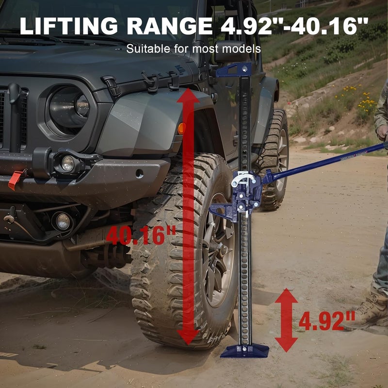 BIG RED ATR6501UR Torin 48" Ratcheting Off Road Utility Farm Jack: 3 Ton (6,000 lb) Capacity, Blue - Image 1