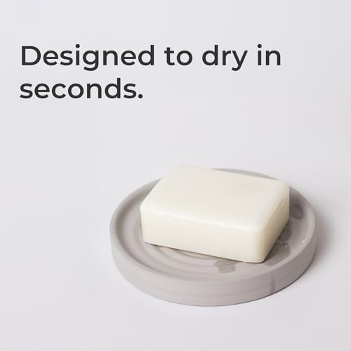 Selegna Diatomite Round Soap Dish & Soap Holder, Quick-Dry Drying Stone Bar Soap Tray with Ripple Pattern, Water-Absorbing Diatomaceous Earth Vanity Tray for Bathroom & Kitchen Countertop - Image 2
