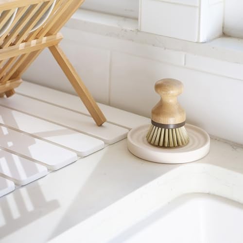 Selegna Diatomite Round Soap Dish & Soap Holder, Quick-Dry Drying Stone Bar Soap Tray with Ripple Pattern, Water-Absorbing Diatomaceous Earth Vanity Tray for Bathroom & Kitchen Countertop - Image 4