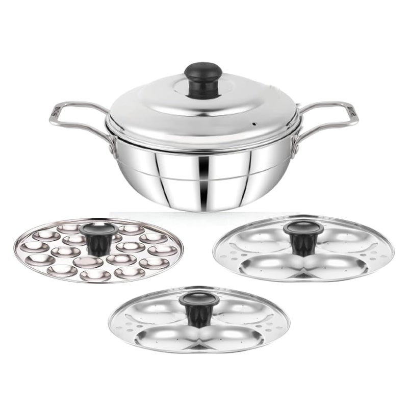 AadiVeer Royal Idli Cooker | Multi Kadai | Idli Kadai | Idli Maker With Mini Idli Plate., (8 Idlies, 18 Mini Idlies) - Image 2