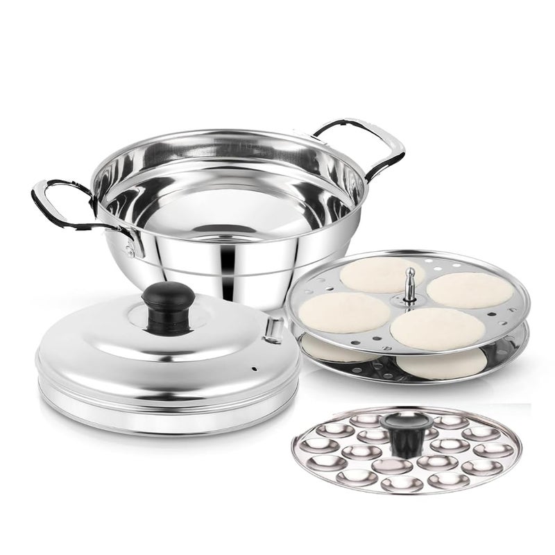 AadiVeer Royal Idli Cooker | Multi Kadai | Idli Kadai | Idli Maker With Mini Idli Plate., (8 Idlies, 18 Mini Idlies) - Image 1