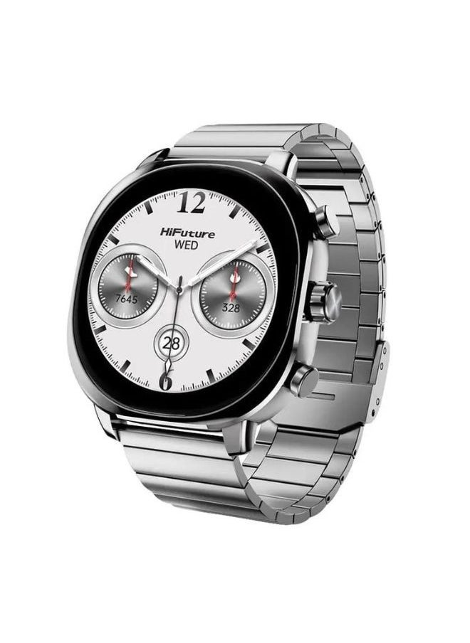 HiFuture FutureFit Aix Stainless Steel Smart Watch With Gorilla Glass, Silver  - Image 1
