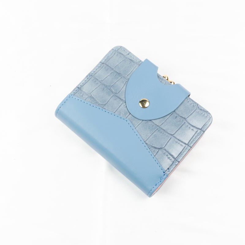 Leather Flip Wallet & Card Holder with Multiple Pockets - Blue - Image 1