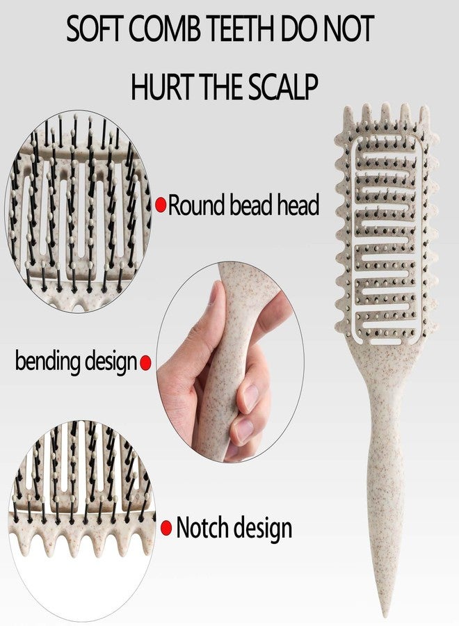 Yingbtr Curl Defining Brush for Curly Hair, Vented Detangling Hair Brush for Wet and Dry Styling, Curved Brush for Shaping and Smoothing Curl Clumps, Lightweight Hair Brush （Beige） - Image 2