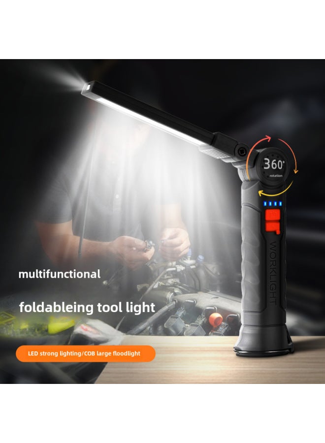 إسكدنيا مصباح عمل LED لإصلاح السيارات متعدد الوظائف من COB بمغناطيس، ضوء تحذير أحمر، ضوء قوي، مصباح يدوي لإصلاح السيارات، لون: G52-كاكي، حجم كبير بدون ضوء أحمر - Image 3