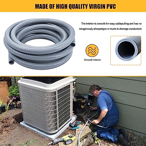 Wocloer Liquid-Tight Conduit - 1inch 50 Foot Flexible Non Metallic Liquid Tight Electrical Conduit Kit, with 6 Straight and 3 Angle Fittings Included. 1" Dia - Image 5
