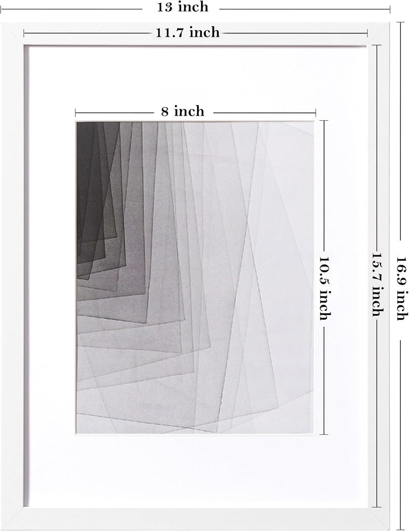 eletecpro 12x16 Picture Frames Set of 5, Gallery Wall Frame Display 8.5x11 Photo with Mat or 12x16 without Mat, Picture Frame Collage Wall Decor for Wall Mounting, White - Image 3