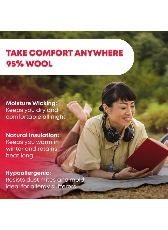 Ever Ready First Aid Military Wool Blanket - 95% Wool, Washable, Perfect for Outdoors, Picnics, Travel, Car & Bushcraft Emergency Blanket, 96" x 108" 8.45 lbs. - Grey - King Size - Image 3
