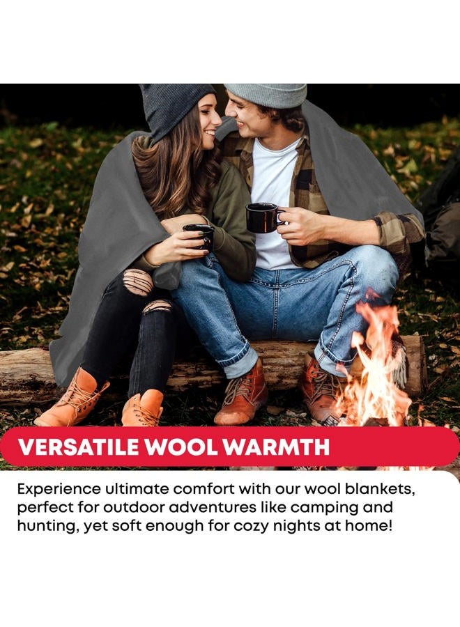 Ever Ready First Aid Military Wool Blanket - 95% Wool, Washable, Perfect for Outdoors, Picnics, Travel, Car & Bushcraft Emergency Blanket, 96" x 108" 8.45 lbs. - Grey - King Size - Image 4