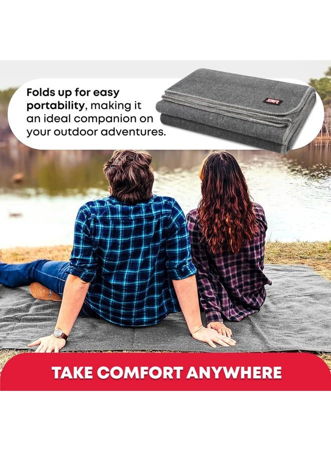 Ever Ready First Aid Military Wool Blanket - 95% Wool, Washable, Perfect for Outdoors, Picnics, Travel, Car & Bushcraft Emergency Blanket, 96" x 108" 8.45 lbs. - Grey - King Size - Image 2