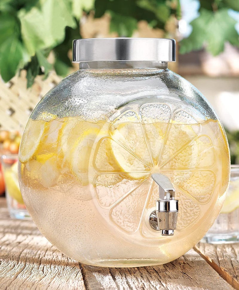 Wringo 2 Litre Glass Iced Drink Dispenser with Spout & Tap, Steel Lid – Cold Beverage Dispenser for Water, Cocktails, Detox Drinks Clear Glass, Perfect for Parties & Events (WR-08) - Image 1