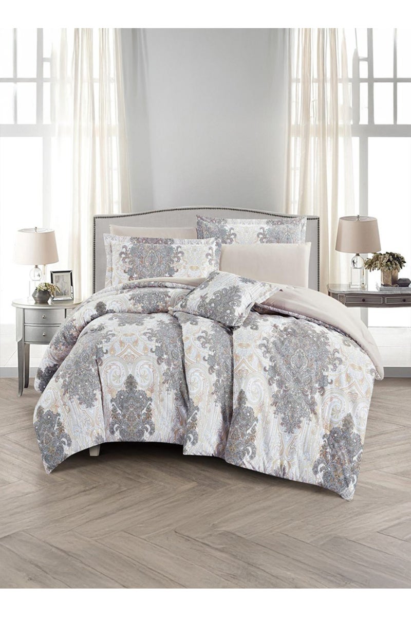Melen Summer Single/Queen Reversible Bedspread 4-Piece - Ceylon - White - Beige - Image 1