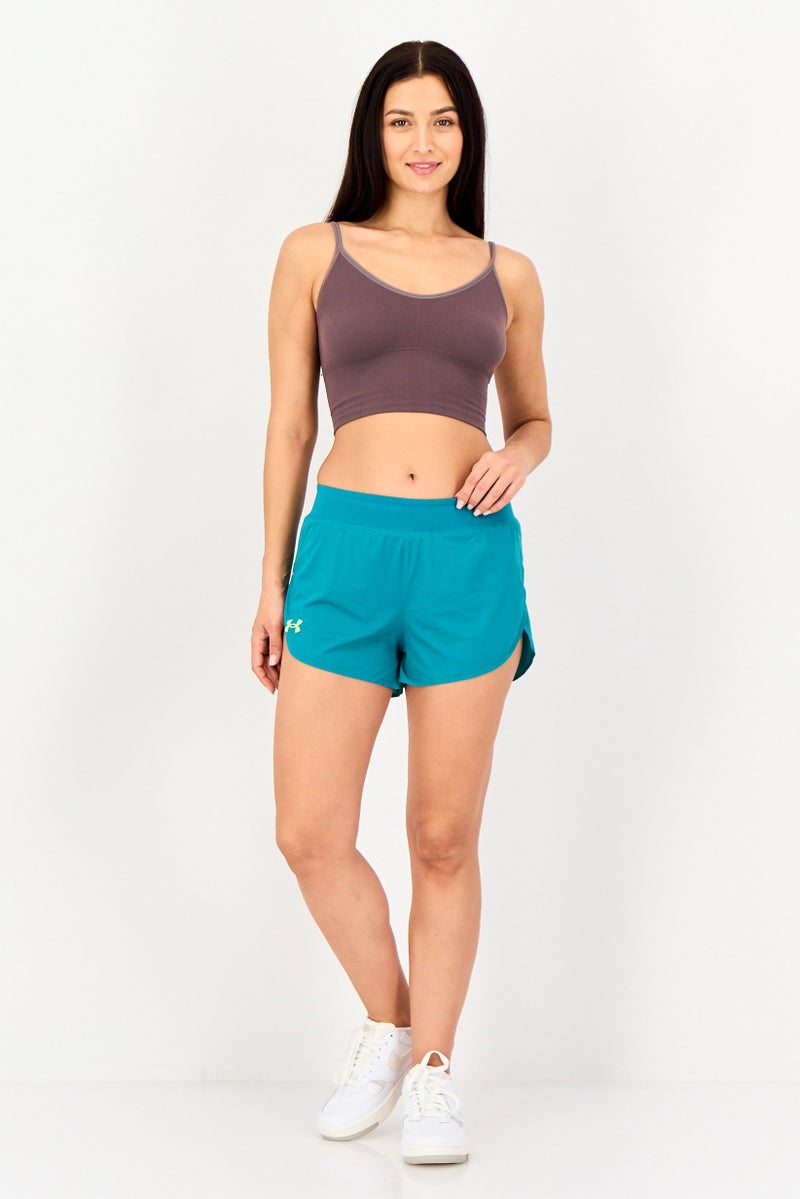 UNDER ARMOUR Women Fitted Training Shorts, Teal Green - Image 3