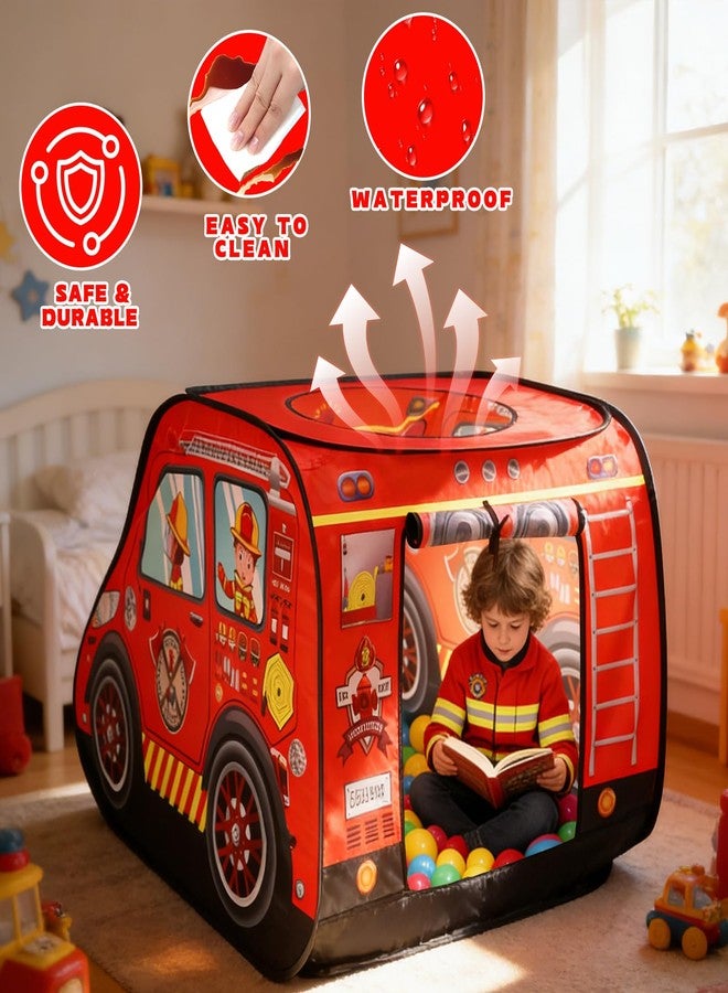 jiangcha Pop Up Play Tent for Toddlers Boys Kids, Foldable Indoor Outdoor Playhouse Tent, Best Birthday Gift Toys for 2 3 4 5 Year Old Boys Girls（Fire Truck） - Image 5