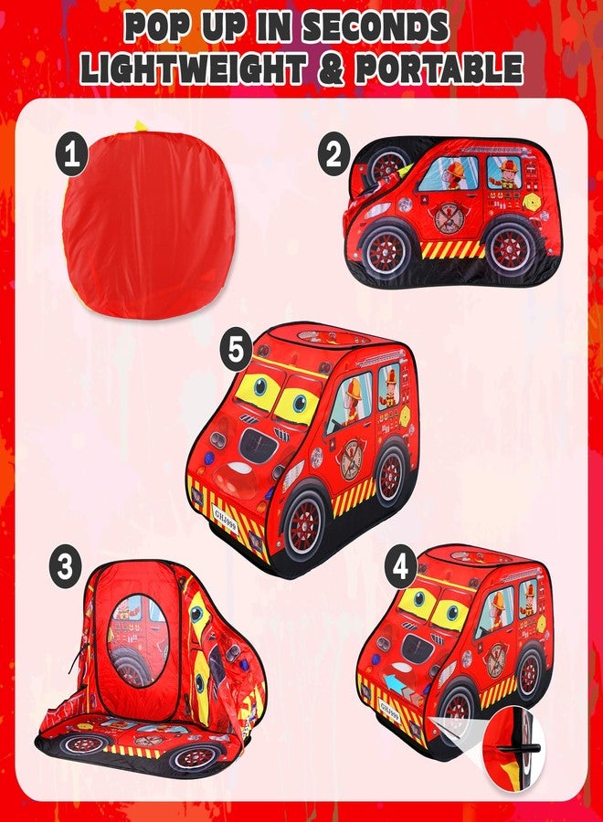 jiangcha Pop Up Play Tent for Toddlers Boys Kids, Foldable Indoor Outdoor Playhouse Tent, Best Birthday Gift Toys for 2 3 4 5 Year Old Boys Girls（Fire Truck） - Image 4