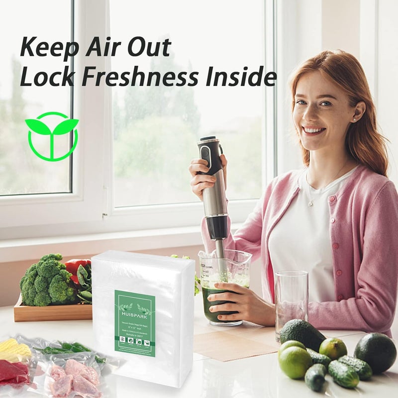 HUISPARK Vacuum Sealer Bags Heavy Duty Pre-Cut Design Commercial Grade Food Sealable 6x8 inch 100pcs for Heat Seal Food Storage, Smell Proof Bags Boilsafe to 280°F Freezable - Image 2