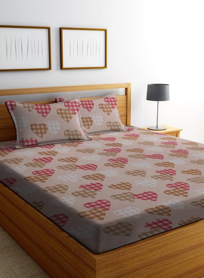 DECORUM Cream Heart Design Bedsheet with 2 Pillow Cover 90 X 90 Inch - Image 4