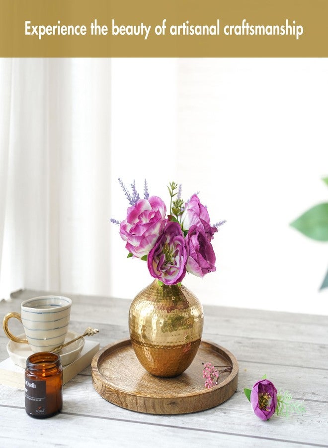 BEHOMA Metal Flower Vase For Home Decor | Table Decorative Item For Bedroom Living Room Office | Best Gift For Wedding Festivals Birthday | Golden Small 1Pc (Flower Not Included, Round) - Image 2
