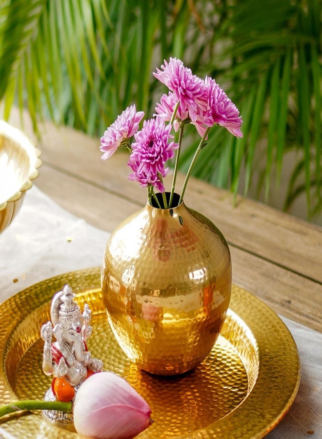 BEHOMA Metal Flower Vase For Home Decor | Table Decorative Item For Bedroom Living Room Office | Best Gift For Wedding Festivals Birthday | Golden Small 1Pc (Flower Not Included, Round) - Image 5