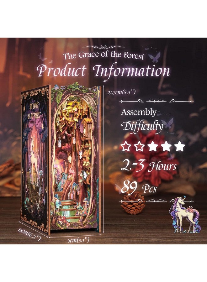 كيوت بي مجموعة ركن الكتب - مجموعة بيت الدمية المصغرة التي يمكنك صنعها بنفسك للبالغين والمراهقين، مجموعة بناء ركن الكتب الخشبية ثلاثية الأبعاد، ديكور رف الكتب، هدايا للعائلة والأصدقاء (نعمة الغابة) - Image 3