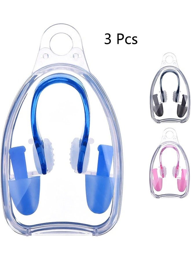 Generic 3 set Swimming Earplugs and Nose Clip Set Prevent Water Protective Ear Plug Waterproof Soft Silicone Swim Dive Supplies  - Image 1