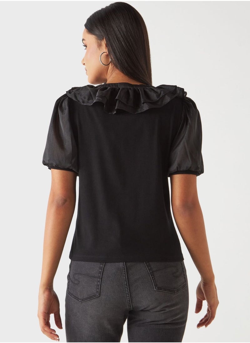2Xtremz - V-Neck Ruffle Top - Image 1