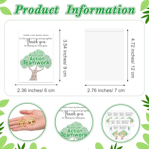 Solsew 40 Set Employee Appreciation Gifts Team Pins for Coworkers Bulk Inspirational Lapel Pin with Thank You Cards Organza Bags Team Appreciation for Office Staff Coworker School (Tree) - Image 3