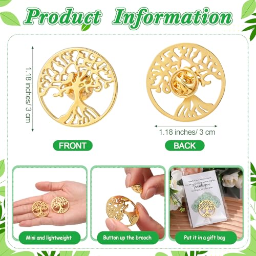 Solsew 40 Set Employee Appreciation Gifts Team Pins for Coworkers Bulk Inspirational Lapel Pin with Thank You Cards Organza Bags Team Appreciation for Office Staff Coworker School (Tree) - Image 2