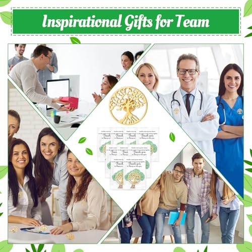 Solsew 40 Set Employee Appreciation Gifts Team Pins for Coworkers Bulk Inspirational Lapel Pin with Thank You Cards Organza Bags Team Appreciation for Office Staff Coworker School (Tree) - Image 5