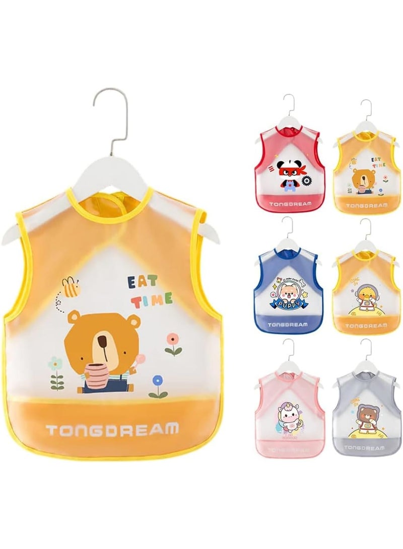 SOLARAE Adjustable Kids Bib, 6 Pack Toddler Bibs for Age 0-4 Kids, Silicone Bibs for Baby Girls or Boys, Adjustable Waterproof Bib, Multifunctional Bibs for Feeding, Teething Drooling - Image 1