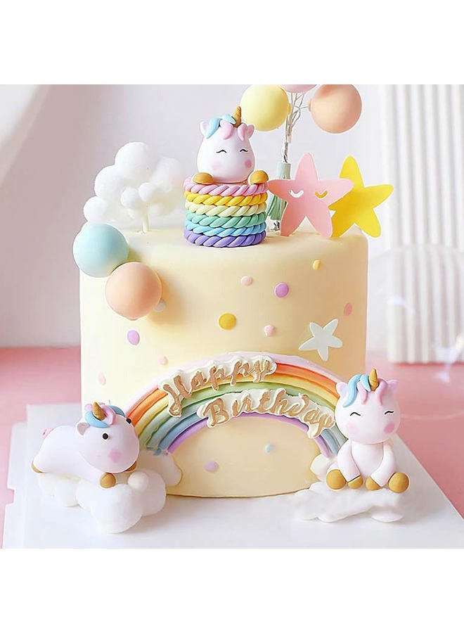 ZeriLion Rainbow Unicorn Cake Decor Set with Clouds and Balloons, Non-Edible Party Decorations for Birthday Celebration - Image 5