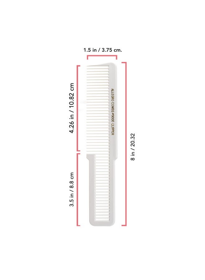 Allegro Combs Allegro Combs 9000 Clipper Cutting Combs Blending Combs Fading Combs 6 Pk. (White)  - Image 3