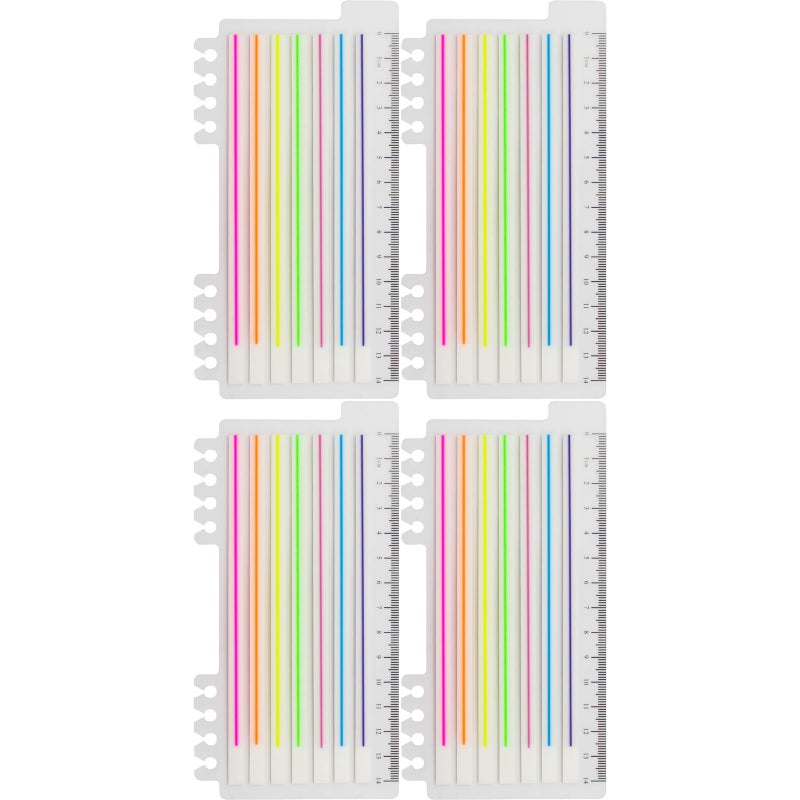 Andoca Lined Transparent Sticky Strips Assorted Colors, 0.235 x 5.5 Inch Long Highlighter Flag Tabs Index, Easy to Post, 4 Ruler Dispensers, 560 Pages Total - Image 1