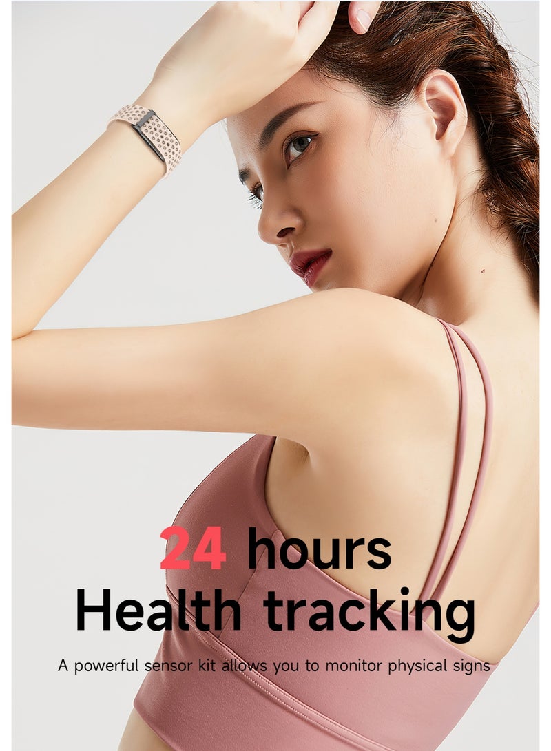 Women's Smart Bracelet for Sports,Fitness & Activity All Day Monitoring, Waterproof Lightweight Sports Tracker,GPS Running Trajectory,Multi-data Analysis Smart Band,Two Pink Replaceable Straps