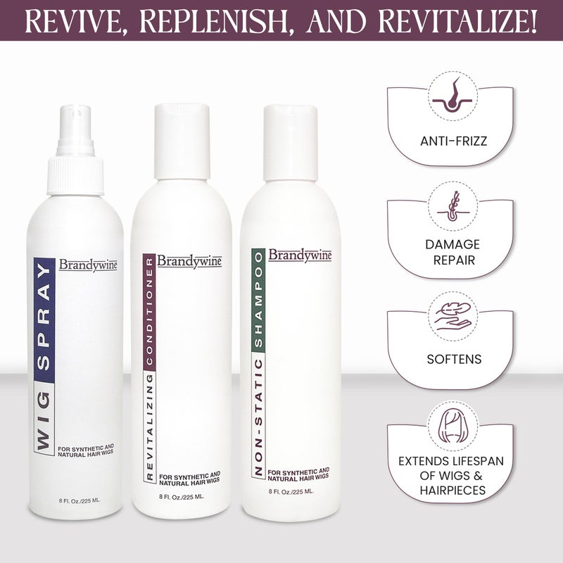 Brandywine Natural & Synthetic Hair Care, Shampoo and Conditioner Set, With Hair Spray For Natural Wigs - Image 4