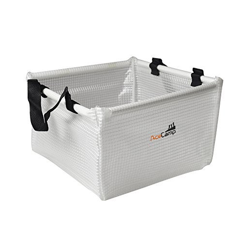 AceCamp Multifunctional Collapsible Water Basin, Folding Tub, Portable Bin, Lightweight Foldable Sink with Handles for Camping, Dish Washing, Laundry, Fishing, Hiking, Outdoors (White Basin - 10L) - Image 2