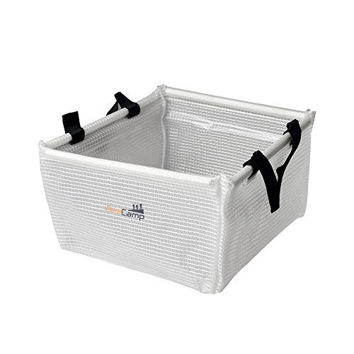 AceCamp Multifunctional Collapsible Water Basin, Folding Tub, Portable Bin, Lightweight Foldable Sink with Handles for Camping, Dish Washing, Laundry, Fishing, Hiking, Outdoors (White Basin - 10L) - Image 3