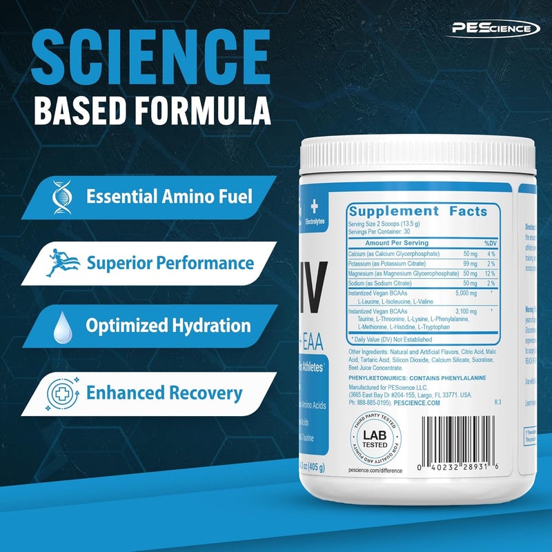 PEScience Amino IV BCAA  EAA Powder Strawberry Lemonade 60 Scoop Essential Amino Acids Taurine Electrolytes for Hydration and Muscle Recovery Sugar Free for Men  Women Post Workout - Image 4