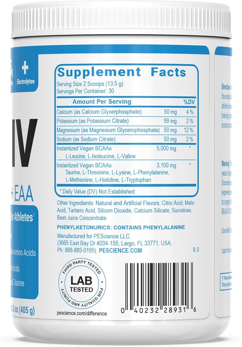 PEScience Amino IV BCAA  EAA Powder Strawberry Lemonade 60 Scoop Essential Amino Acids Taurine Electrolytes for Hydration and Muscle Recovery Sugar Free for Men  Women Post Workout - Image 2