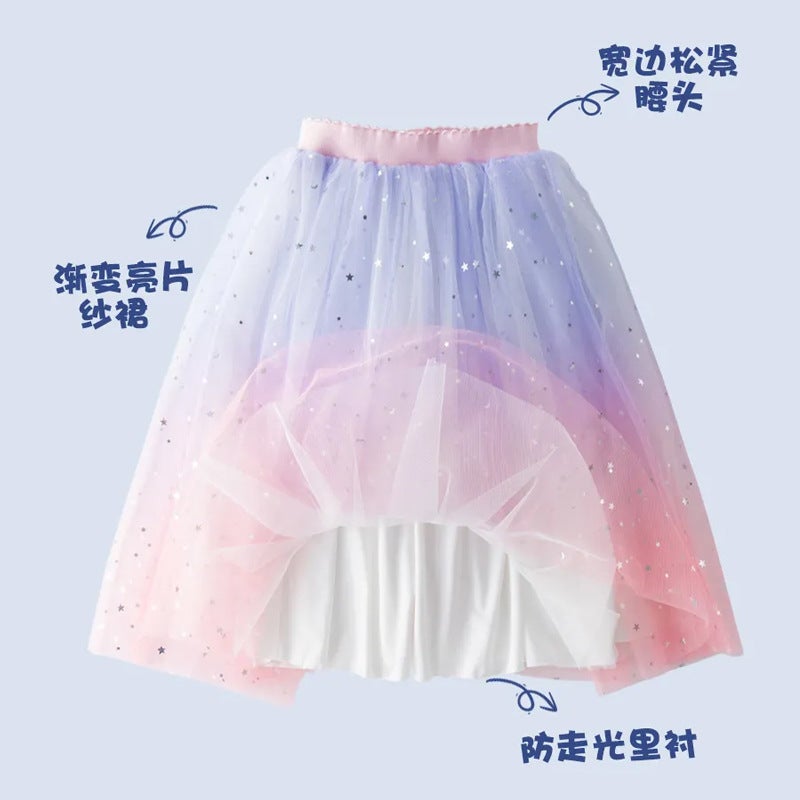 Girls' Summer Skirt Stylize Children'S Puffy Skirt Girls' Short Skirt Large Children'S Princess Skirt Mesh Dress - Image 3