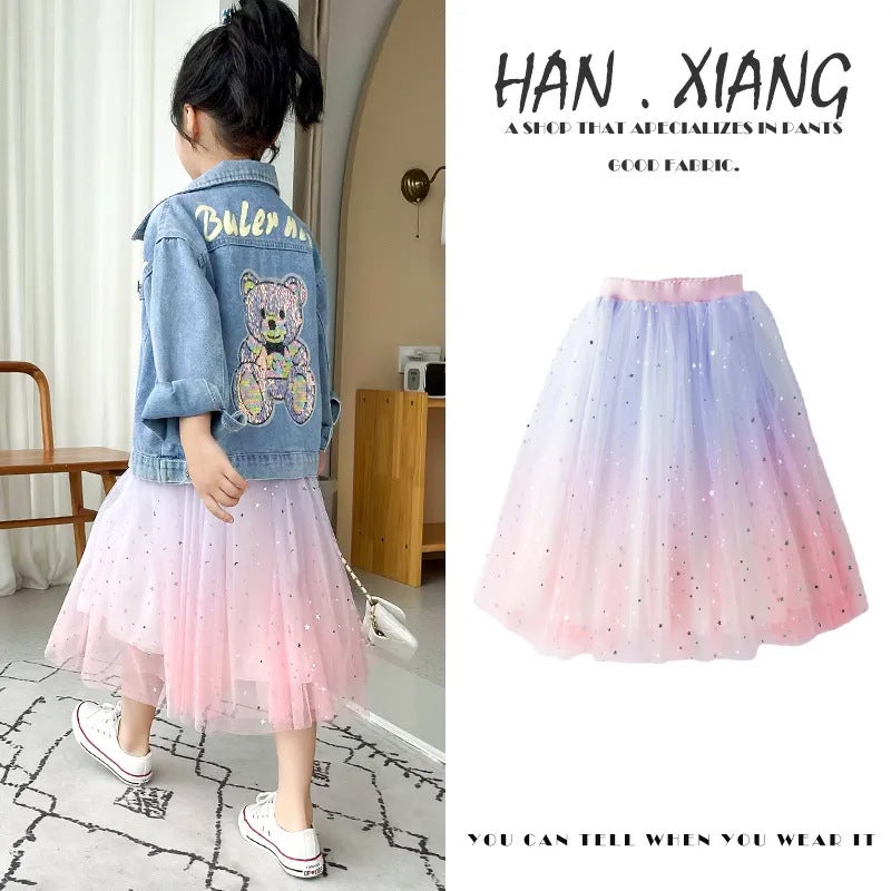 Girls' Summer Skirt Stylize Children'S Puffy Skirt Girls' Short Skirt Large Children'S Princess Skirt Mesh Dress - Image 5