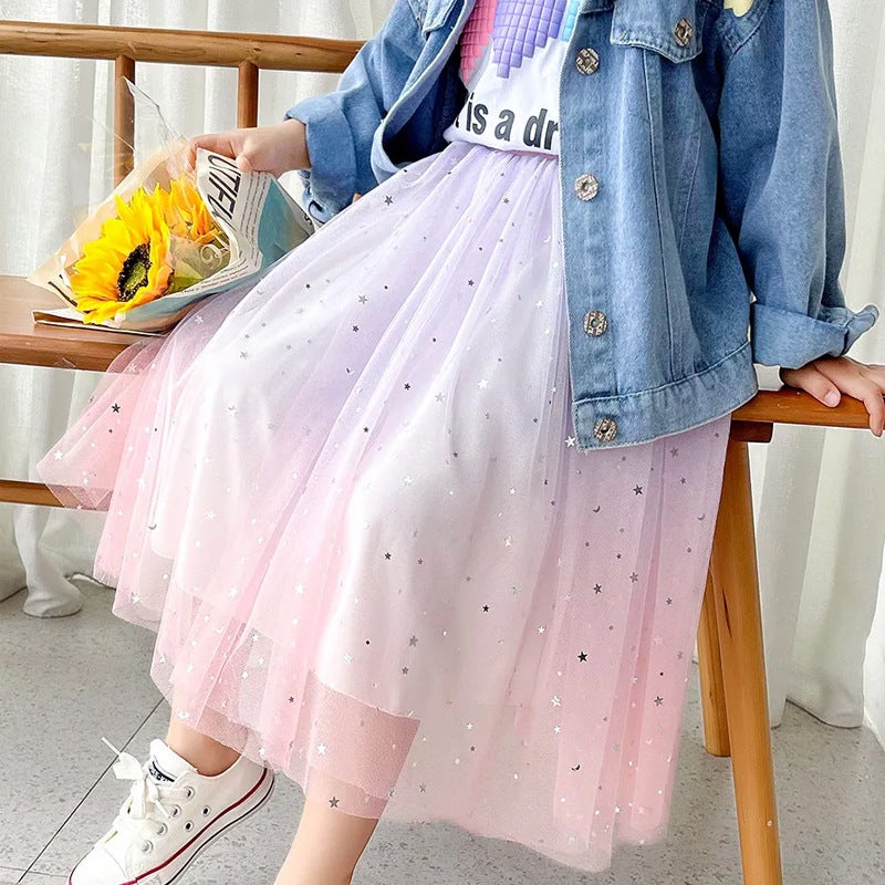 Girls' Summer Skirt Stylize Children'S Puffy Skirt Girls' Short Skirt Large Children'S Princess Skirt Mesh Dress - Image 4
