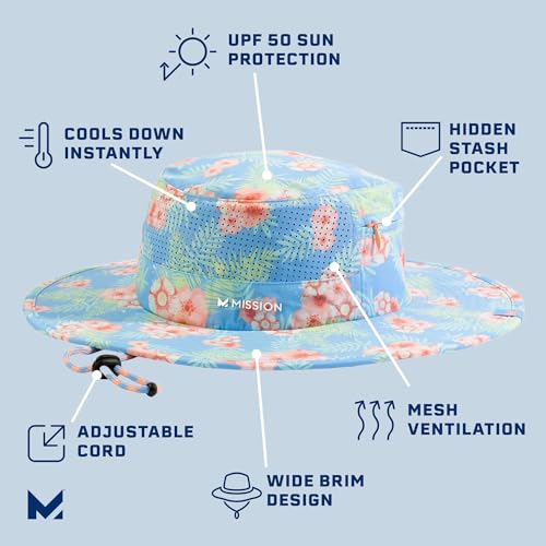 MISSION Cooling Anywhere Boonie Hat, Junglebird Bluebell - Unisex Wide-Brim Hat for Men & Women - Lightweight & Durable - Cools Up to 2 Hours - UPF 50 Sun Protection - Machine Washable - Image 2