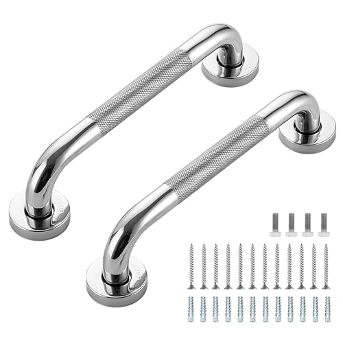 Ravinte Hardware Grab Bars for Shower 2 Pack 12Inch Anti Slip Shower Handles for Elderly Safety Shower Grab Bar Stainless Steel Handicap Grab Bars for Bathroom Polished Nickel 1 Diameter - Image 1