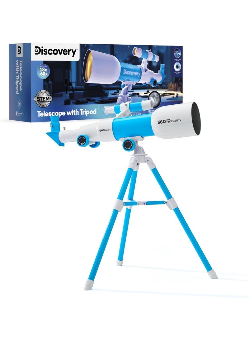 Discovery # MINDBLOWN STEM Toy Telescope with Adjustable Tripod, View Object 60x Closer, for Astronomy Beginners 6+ Years - Image 1