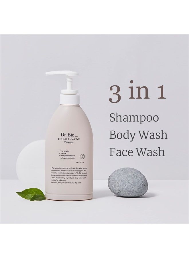 Dr.Bio Dr. Bio Eco All-in-One Cleanser | 500g Hydrating Gentle Face Cleanser & Body Wash Moisturizing for Dry to Oily Skin | Fragrance-Free Pore Cleaner | Natural Face & Body Wash Korean Skin Care Products - Image 3