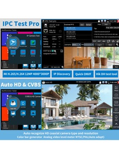 KASTWAVE جهاز اختبار كاميرا IP بدقة 8 ميجابكسل مع كابل تتبع، IPC-5100C بلس AHD CVI TVI CVBS اختبار كاميرا IP عرض فيديو عالي الدقة 4K شاشة لمسية IPS بحجم 5 بوصة دعم POE PTZ واي فاي RS485 HDMI و VGA  - Image 2