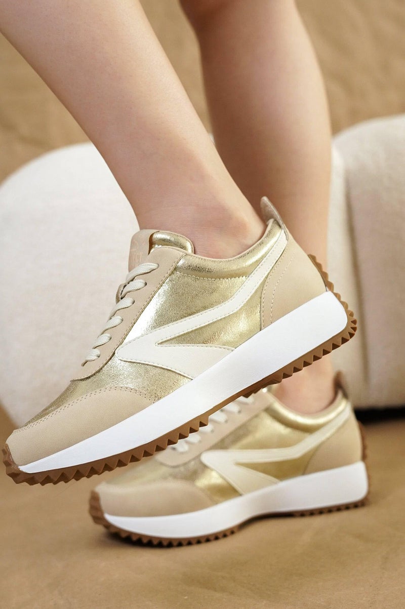 Project Cloud Womens Sneakers - Memory Foam Insole and Lightweight Spring Shoes - Non-Slip Lace Up Trendy Shoes - Fashion Sneakers for Women 2026 (Balinda, Gold, 7.5) - Image 2