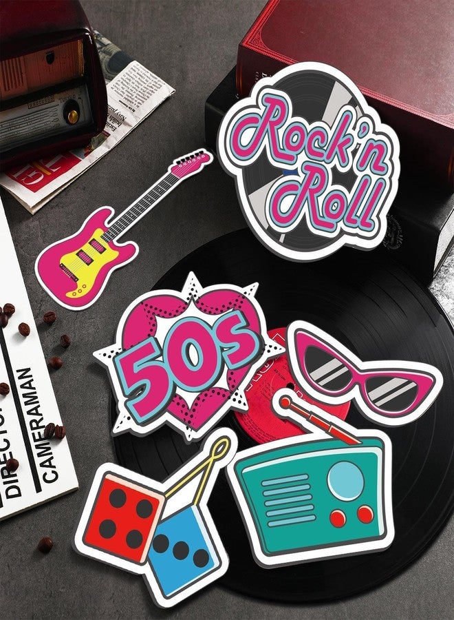 Spakon 48 Pieces 1950s Party Decorations 50s Decorating Cutouts Rock and Roll Party Supplies 50's Theme Birthday Favor for Bulletin Board Sock Hop Decor, 16 Style - Image 3